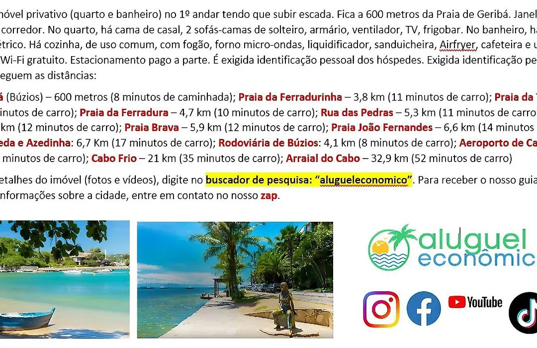 Búzios – Geribá – Suítes - Aluguel Econômico-1